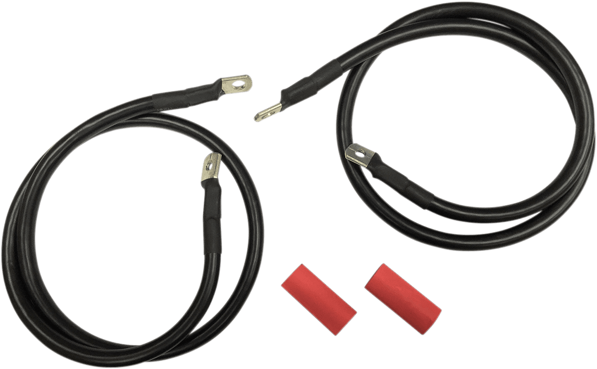 DRAG SPECIALTIES 2113-0670 Black Battery Cable Set - '89-'92 FL