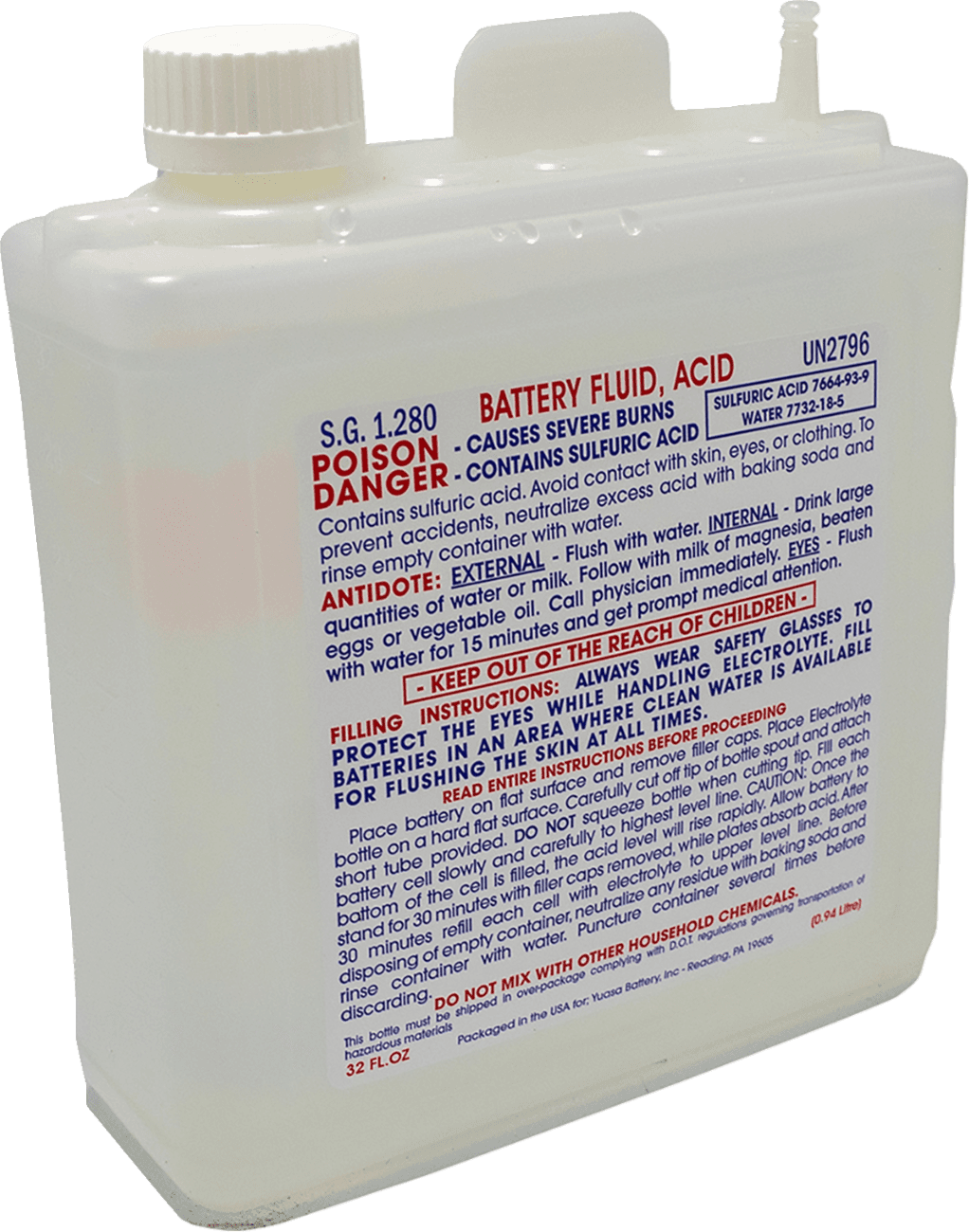 YUASA 2113-0989 Battery Acid - 32 oz.