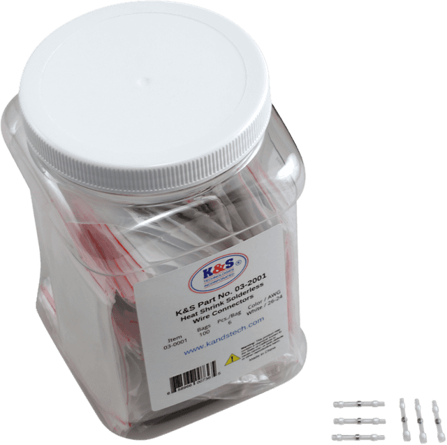 K&S TECHNOLOGIES 2120-0969 Wire Connectors - Solderless - 26-24 AWG - White - 6 pcs per Pack