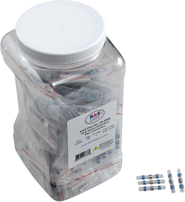 K&S TECHNOLOGIES 2120-0971 Wire Connectors - Solderless - 16-14 AWG - Blue - 5 pcs per Pack
