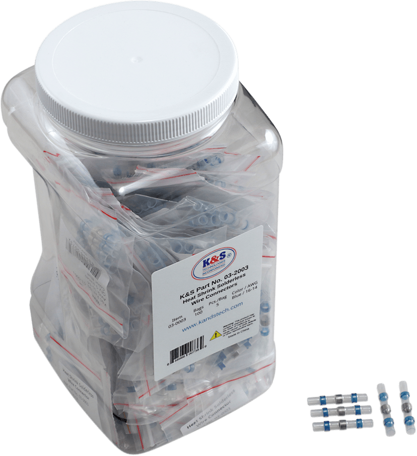 K&S TECHNOLOGIES 2120-0971 Wire Connectors - Solderless - 16-14 AWG - Blue - 5 pcs per Pack