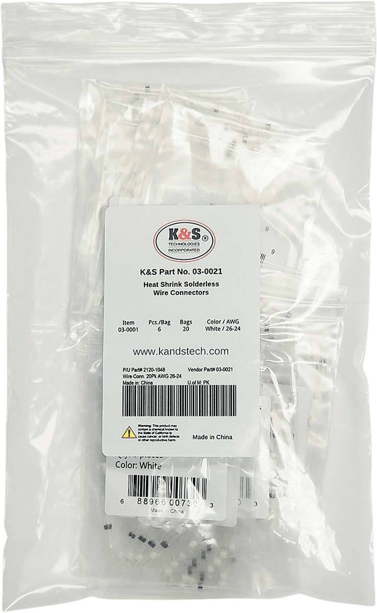 K&S TECHNOLOGIES 2120-1048 Wire Connector - 20PK - AWG 26-24 — image 1 of 2