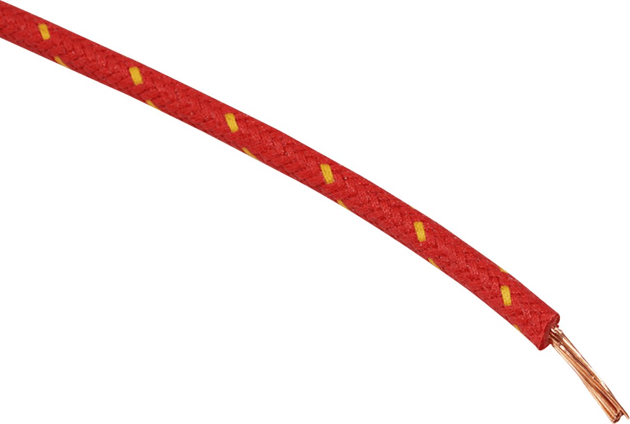 NAMZ 2120-1264 Cloth-Braided Wire - 25' Spool - 16-Gauge - Red/Yellow