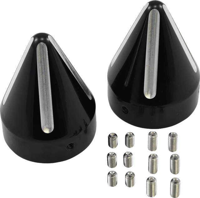 LA CHOPPERS 0214-0654 Axle Caps - Spike - Black Cut - Pair — image 1 of 2