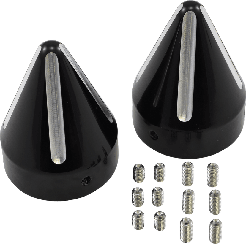 LA CHOPPERS 0214-0654 Axle Caps - Spike - Black Cut - Pair — image 1 of 2
