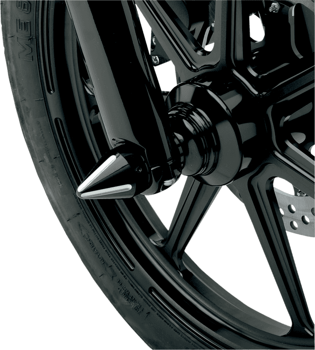 LA CHOPPERS 0214-0654 Axle Caps - Spike - Black Cut - Pair — image 2 of 2