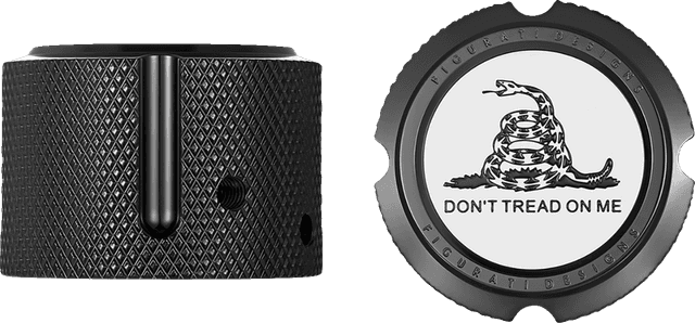 FIGURATI DESIGNS 0214-2152 Axle Nut Cover - Front - Stainless Steel - Don't Tread On Me - Black — image 2 of 3