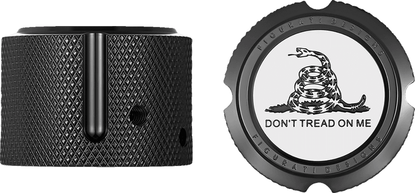 FIGURATI DESIGNS 0214-2152 Axle Nut Cover - Front - Stainless Steel - Don't Tread On Me - Black — image 2 of 3