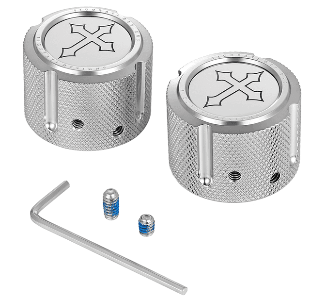 FIGURATI DESIGNS 0214-2153 Axle Nut Cover - Front - Stainless Steel - Cross - Silver — image 1 of 3