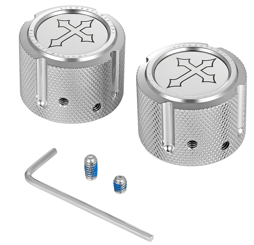 FIGURATI DESIGNS 0214-2153 Axle Nut Cover - Front - Stainless Steel - Cross - Silver — image 1 of 3