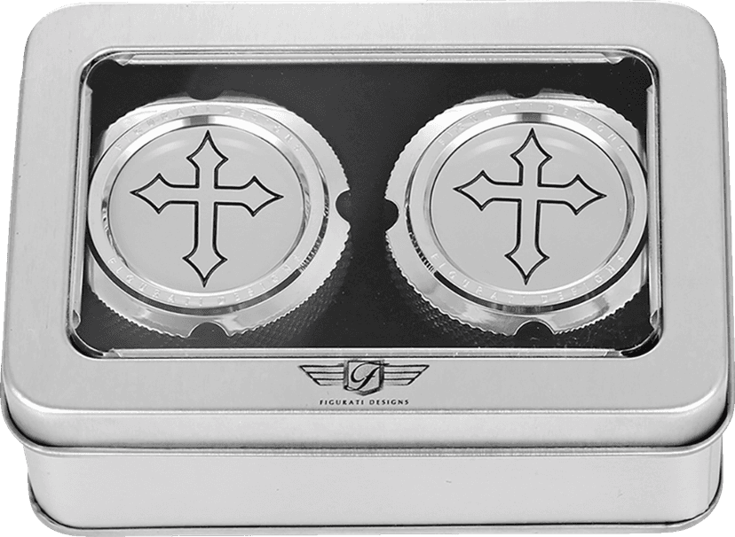 FIGURATI DESIGNS 0214-2153 Axle Nut Cover - Front - Stainless Steel - Cross - Silver — image 3 of 3
