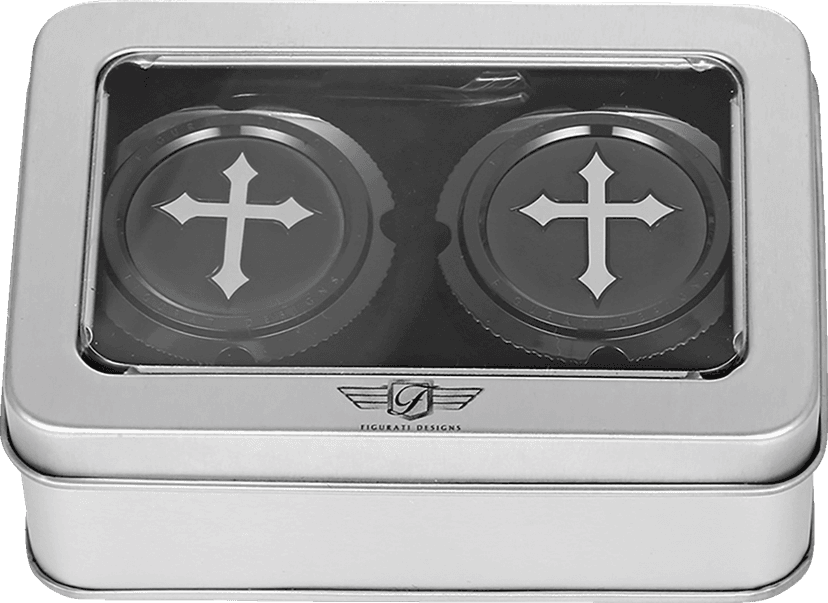 FIGURATI DESIGNS 0214-2154 Axle Nut Cover - Front - Stainless Steel - Cross - Black — image 3 of 3