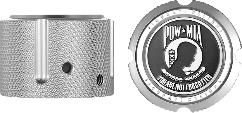 FIGURATI DESIGNS 0214-2155 Axle Nut Cover - Front - Stainless Steel - POW MIA - Silver — image 2 of 3