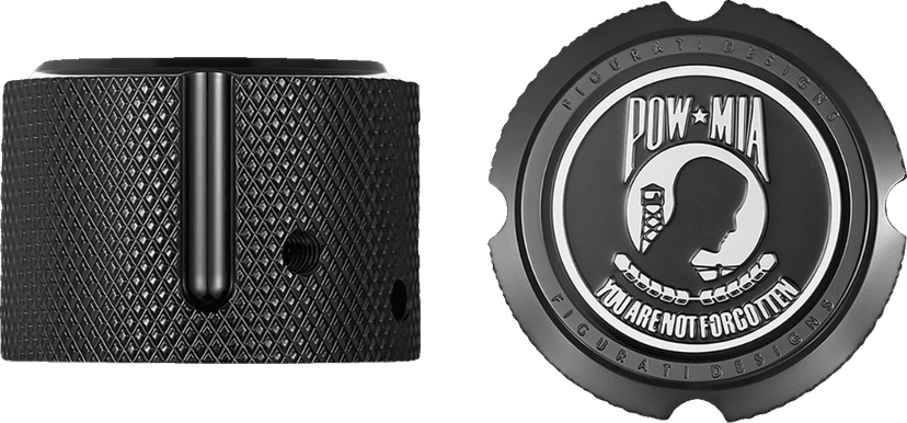FIGURATI DESIGNS 0214-2156 Axle Nut Cover - Front - Stainless Steel - POW MIA - Black — image 2 of 3