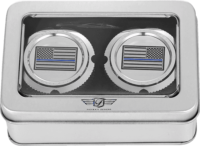 FIGURATI DESIGNS 0214-2159 Axle Nut Cover - Front - Stainless Steel - Blue Line Flag - Silver — image 3 of 3