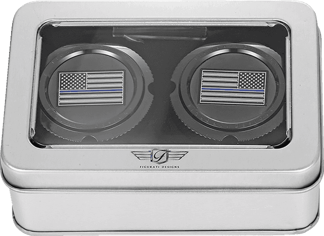 FIGURATI DESIGNS 0214-2160 Axle Nut Cover - Front - Stainless Steel - Stainless Steel - Blue Line Flag - Black — image 3 of 3