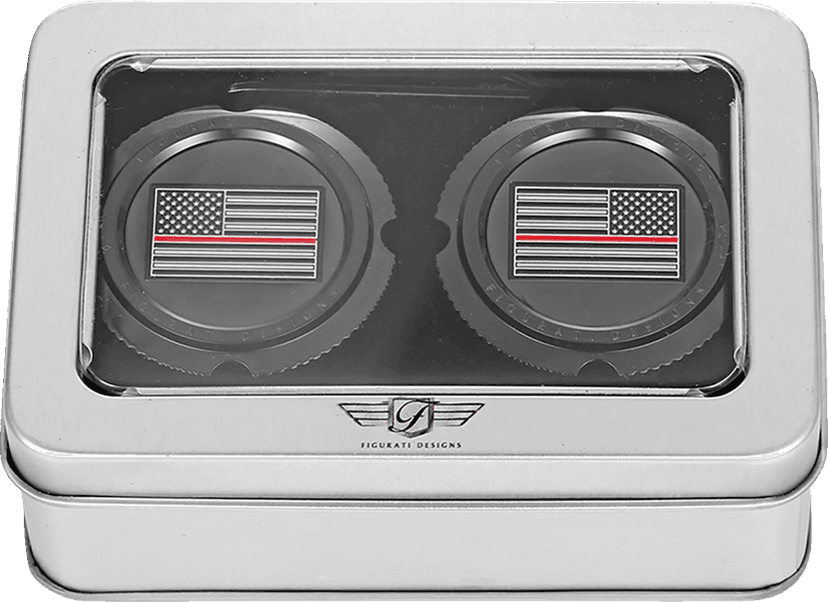 FIGURATI DESIGNS 0214-2162 Axle Nut Cover - Front - Stainless Steel - Red Line Flag - Black — image 3 of 3