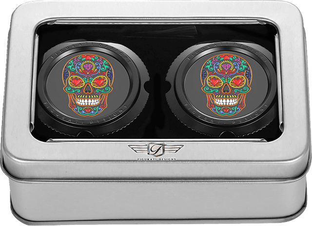 FIGURATI DESIGNS 0214-2819 Axle Nut Cover - Front - Stainless Steel - Sugar Skull - Black — image 3 of 3