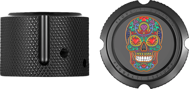 FIGURATI DESIGNS 0214-2819 Axle Nut Cover - Front - Stainless Steel - Sugar Skull - Black — image 2 of 3