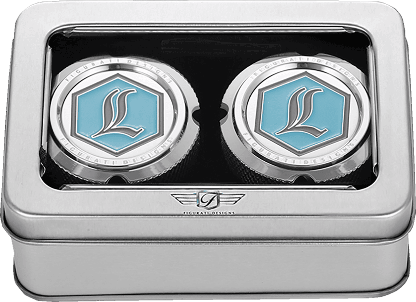 FIGURATI DESIGNS 0214-2894 Axle Nut Cover - Front - Stainless Steel - Legends Suspension Logo - Silver — image 3 of 3
