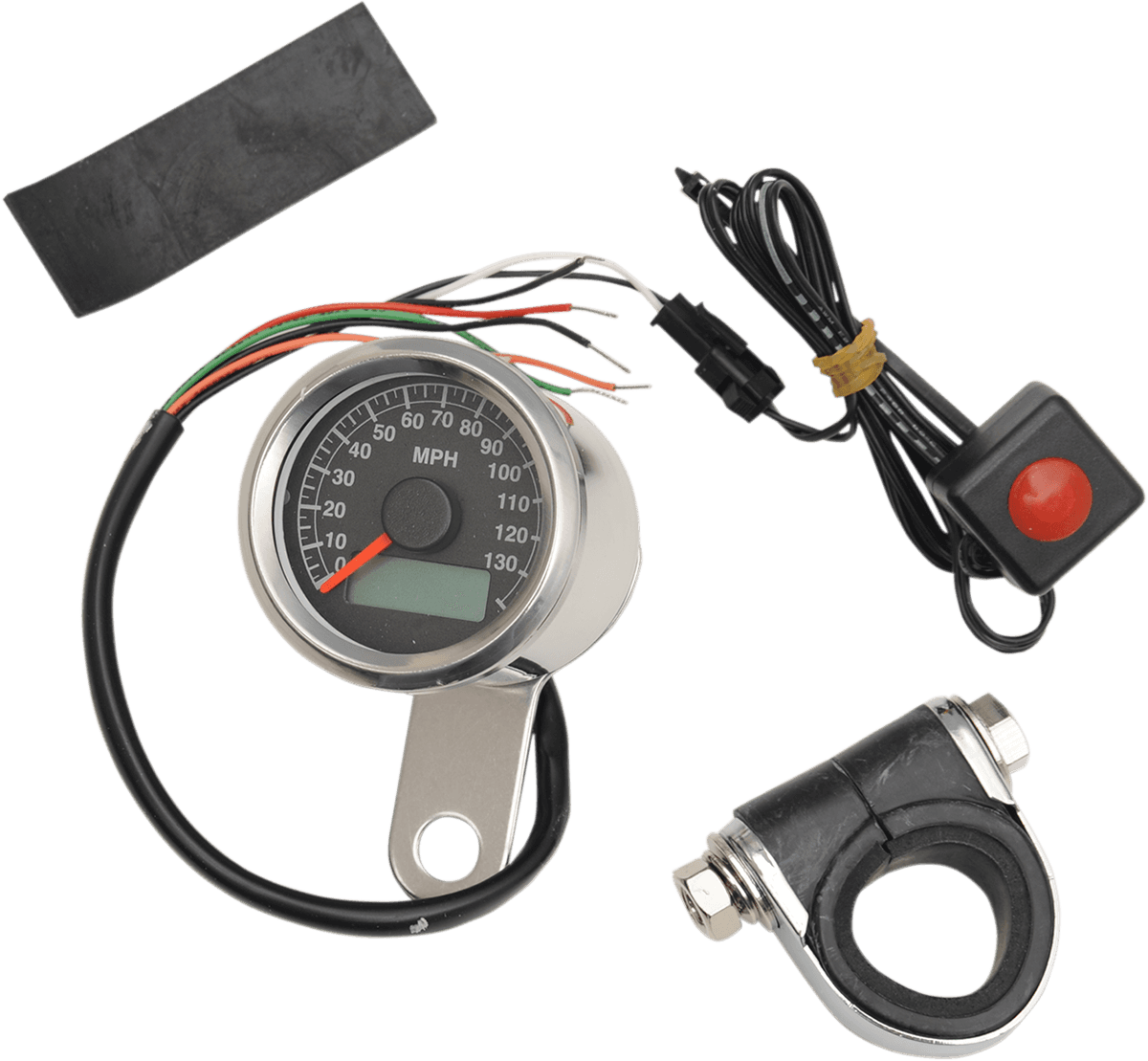 DRAG SPECIALTIES 2210-0172 Programmable Mini Electronic Speedometer with Odometer/Tripmeter - 1.87" - Polished