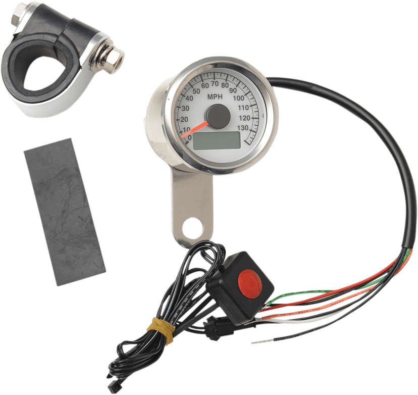 DRAG SPECIALTIES 2210-0173 Programmable Mini Electronic Speedometer with Odometer/Tripmeter - 1.87" - Polished