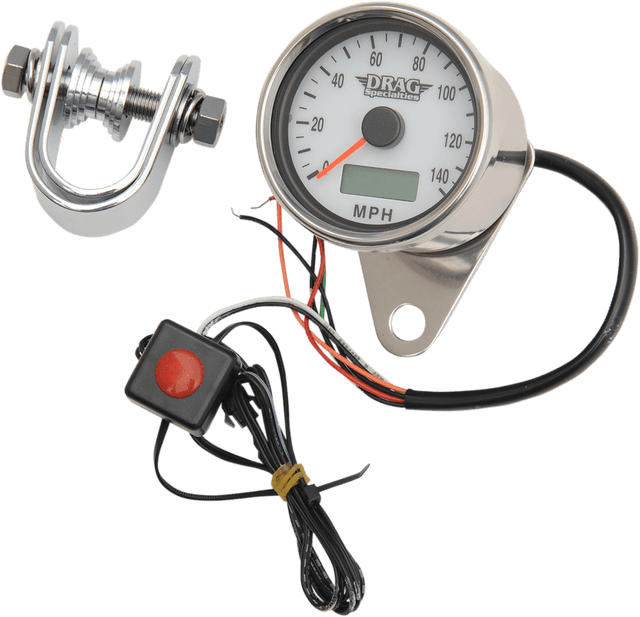 DRAG SPECIALTIES 2210-0175 Programmable Mini Electronic Speedometer with Odometer/Tripmeter - 2.4" - Polished