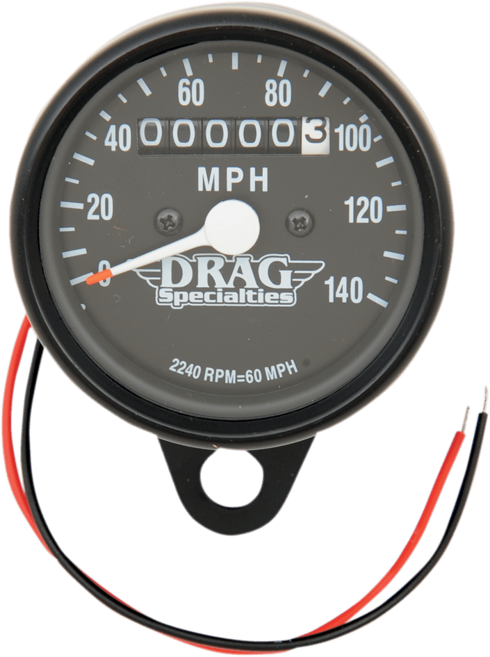 DRAG SPECIALTIES 2210-0253 2.4" MPH Mini LED Mechanical Speedometer/Indicators - Black Housing - Black Face - 2240:60