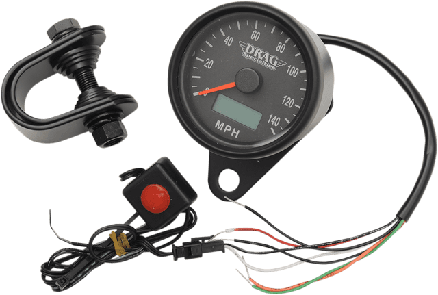 DRAG SPECIALTIES 2210-0257 Programmable Mini Electronic Speedometer with Odometer/Tripmeter - 2.4" - Matte Black