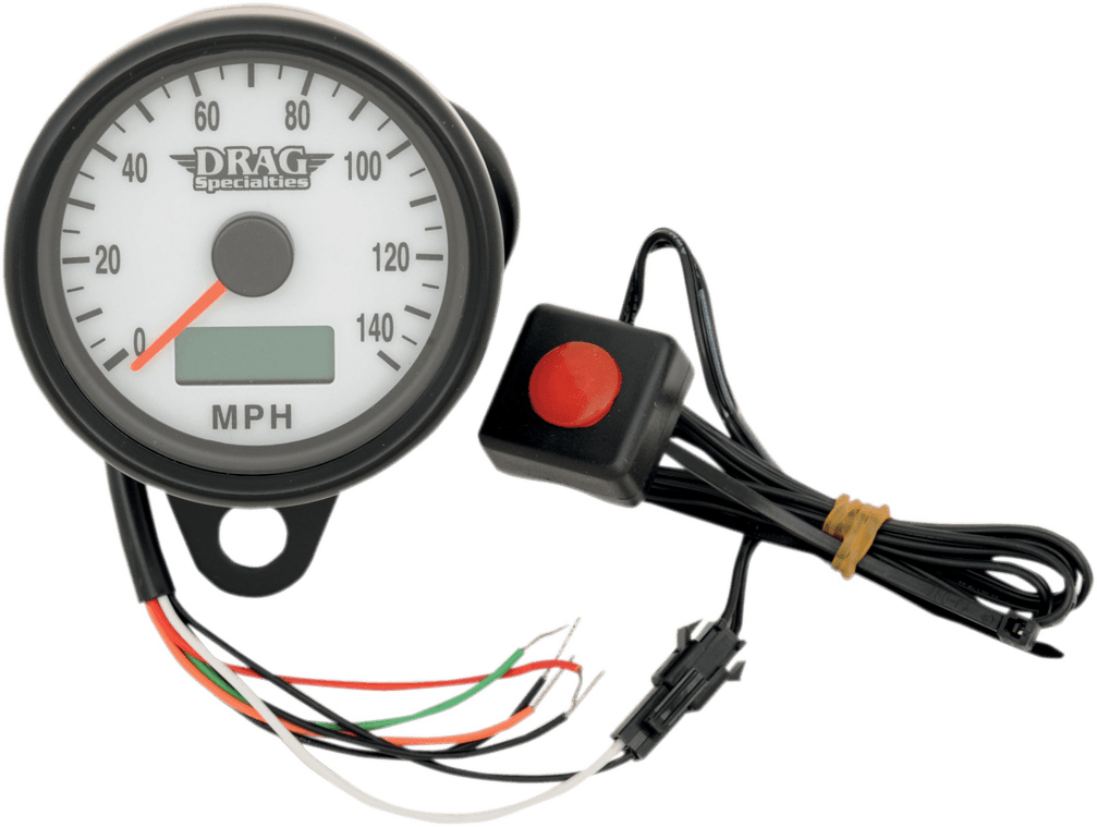DRAG SPECIALTIES 2210-0258 Programmable Mini Electronic Speedometer with Odometer/Tripmeter - 2.4" - Black