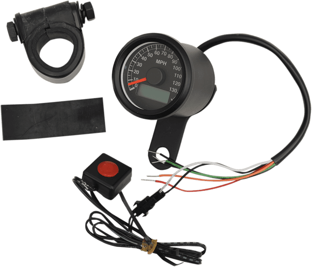 DRAG SPECIALTIES 2210-0259 Programmable Mini Electronic Speedometer with Odometer/Tripmeter - 1.87" - Black