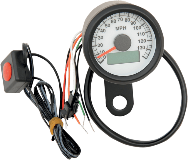 DRAG SPECIALTIES 2210-0260 Programmable Mini Electronic Speedometer with Odometer/Tripmeter - 1.87" - Black