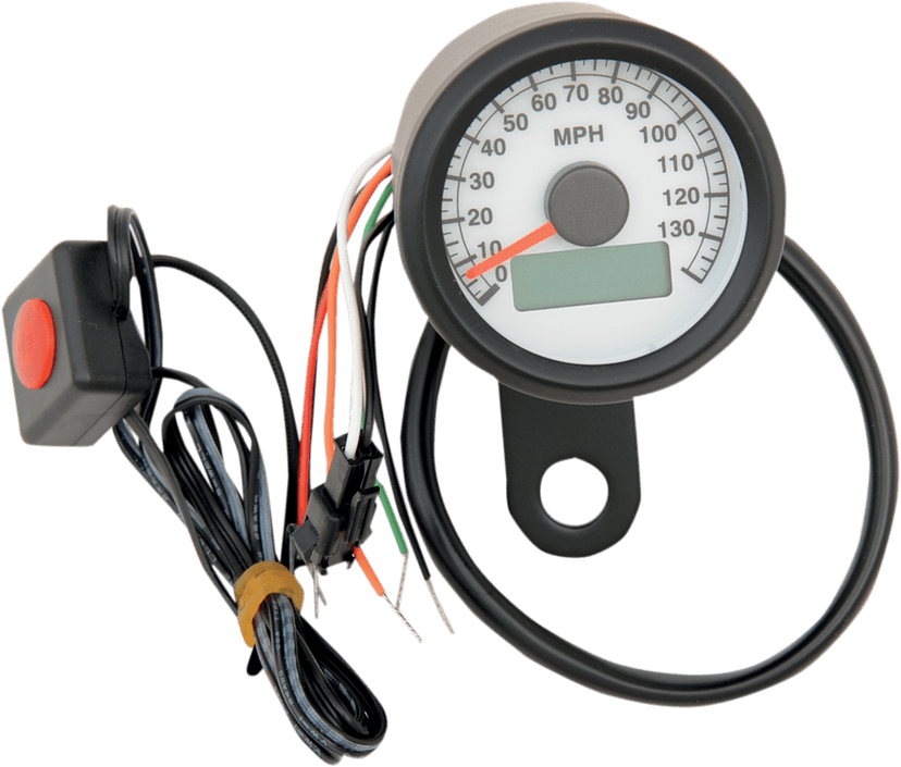 DRAG SPECIALTIES 2210-0260 Programmable Mini Electronic Speedometer with Odometer/Tripmeter - 1.87" - Black