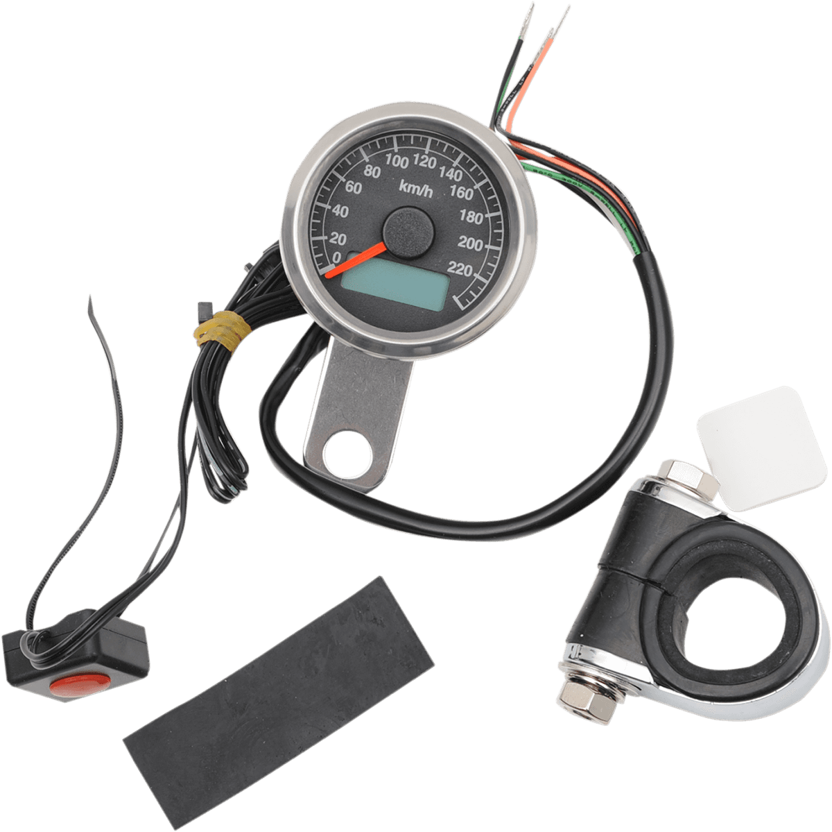 DRAG SPECIALTIES 2210-0324 Programmable Mini Electronic Speedometer with Odometer/Tripmeter - 1.87" - Polished