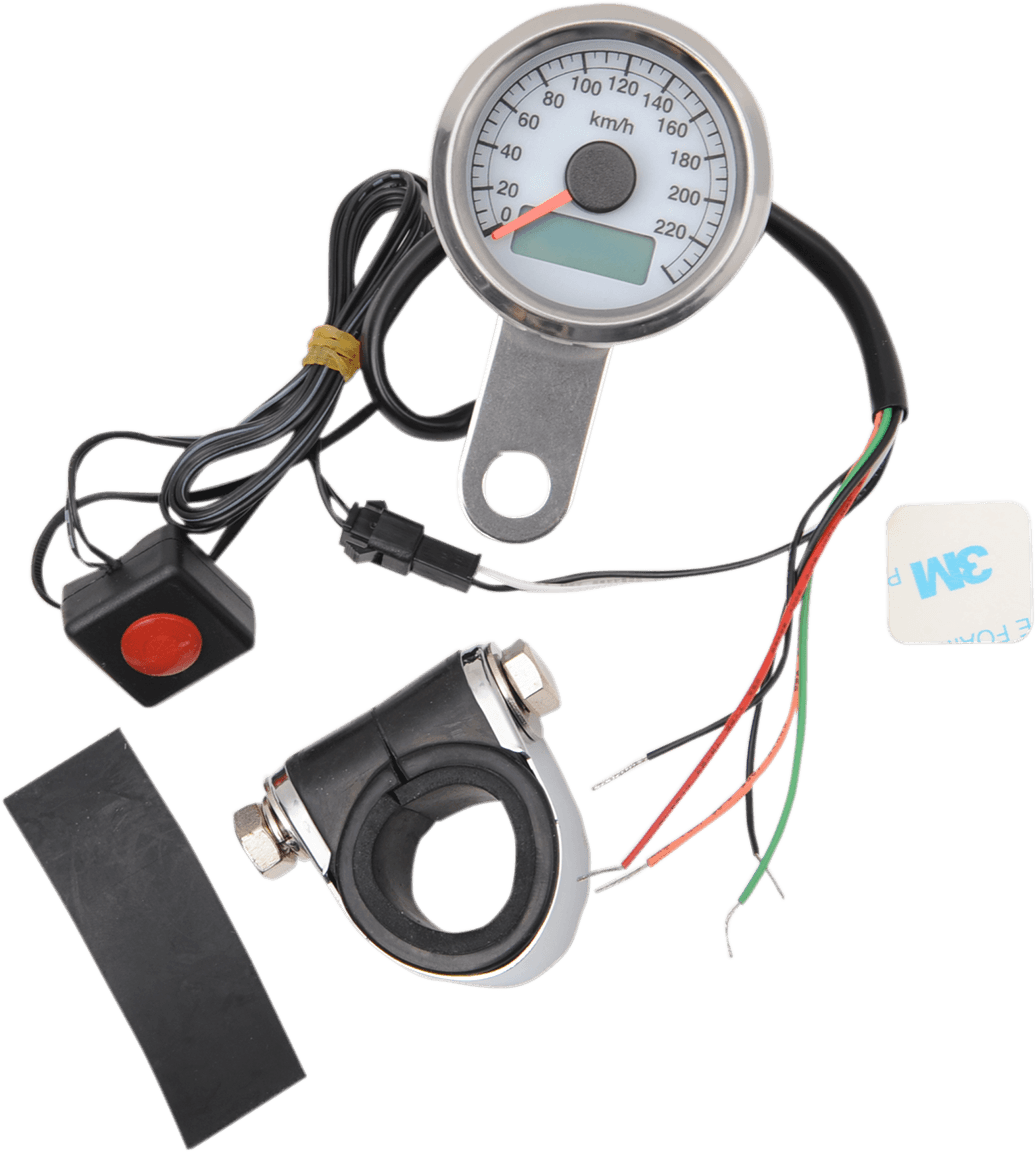 DRAG SPECIALTIES 2210-0325 Programmable Mini Electronic Speedometer with Odometer/Tripmeter - 1.87" - Polished