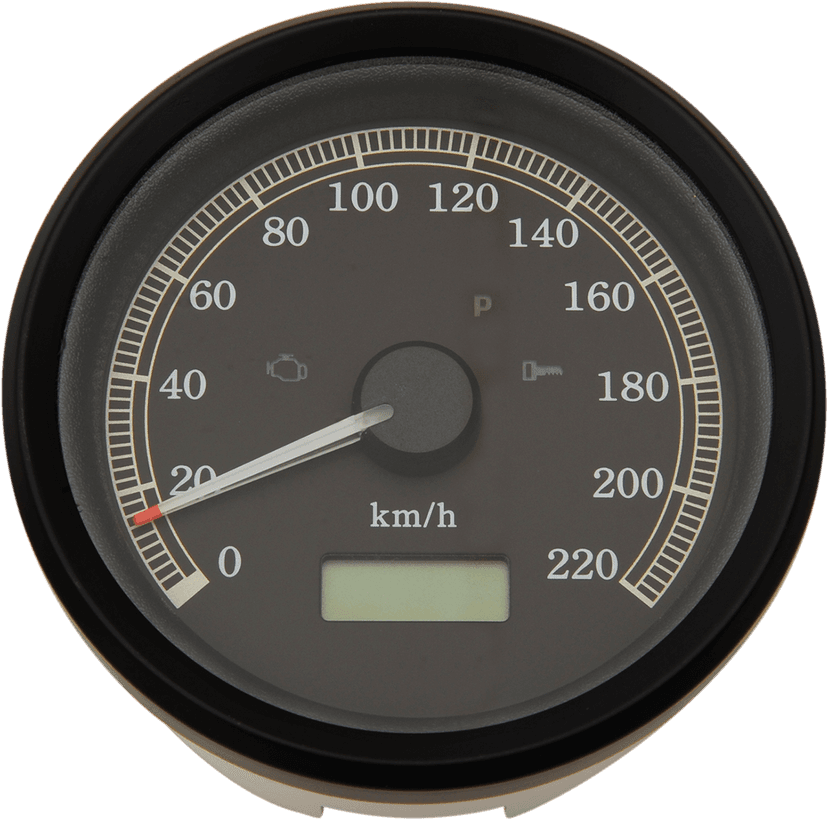 DRAG SPECIALTIES 2210-0390 3-3/8" KPH Programmable Electronic Speedometer - Black Bezel - Black Face