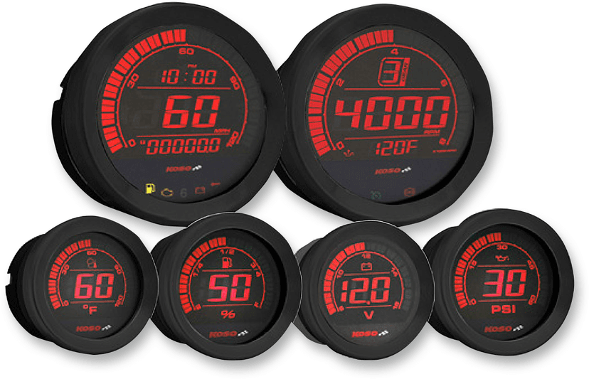 KOSO NORTH AMERICA 2210-0403 HD-02 6-Piece Gauge Kit - Black — image 1 of 3