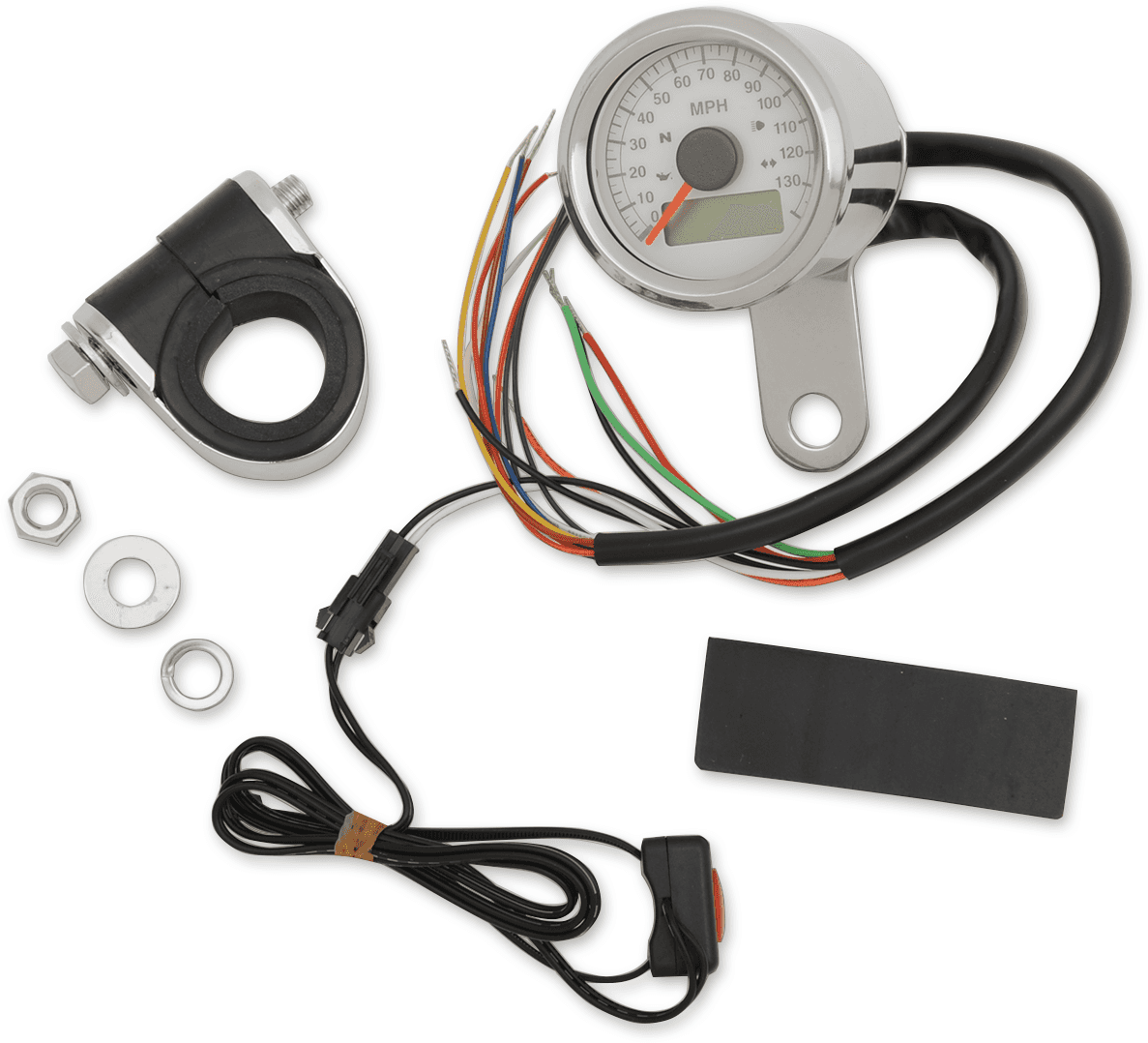 DRAG SPECIALTIES 2210-0417 Programmable Speedometer with Indicator Lights - Natural - 140 MPH LED White Face - 1-7/8"