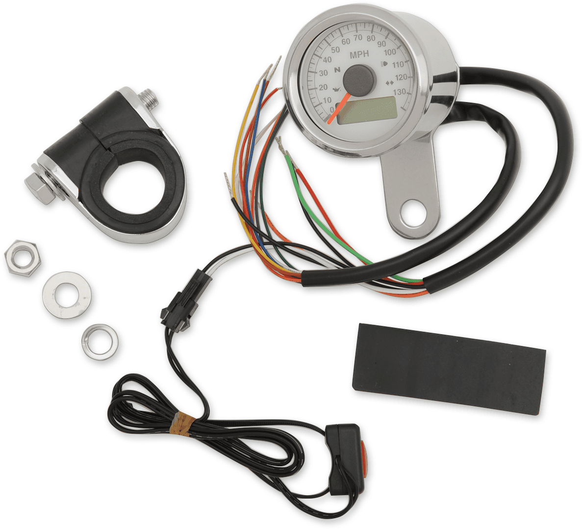 DRAG SPECIALTIES 2210-0417 Programmable Speedometer with Indicator Lights - Natural - 140 MPH LED White Face - 1-7/8"