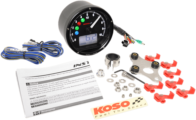 KOSO NORTH AMERICA 2210-0492 TNT-01 Electronic Speedometer/Tachometer - Black Face - Black Housing - 3" Diameter x 1.75" D — image 2 of 2