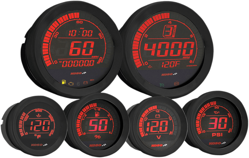 KOSO NORTH AMERICA 2210-0496 HD-02 6-Piece Gauge Kit - Black — image 1 of 3