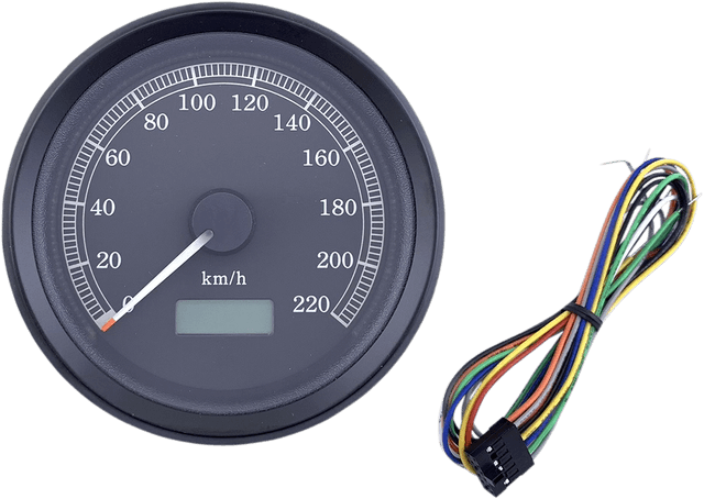 DRAG SPECIALTIES 2210-0503 Universal 3-3/8" Programmable Electronic Speedometer - KPH - Black Face - Black Bezel