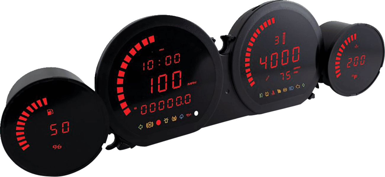 KOSO NORTH AMERICA 2210-0665 HD-03L - Four-Piece LED Gauge Kit - Red Display