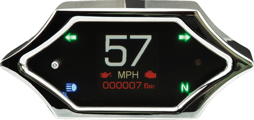 DAKOTA DIGITAL 2210-0679 Handle Bar Mount Speedometer - With Signals - Spiked - Chrome — image 3 of 3