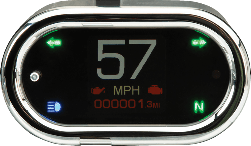 DAKOTA DIGITAL 2210-0681 Handle Bar Mount Speedometer - With Signals - Oval - Chrome — image 2 of 2