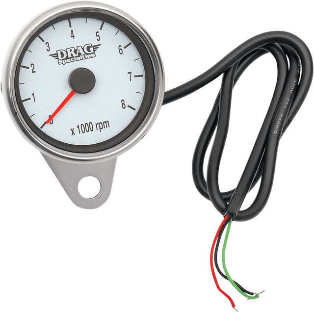 DRAG SPECIALTIES 2211-0032 Mini Electronic Tachometer - Polished - Backlit LED White Face - 2.4"