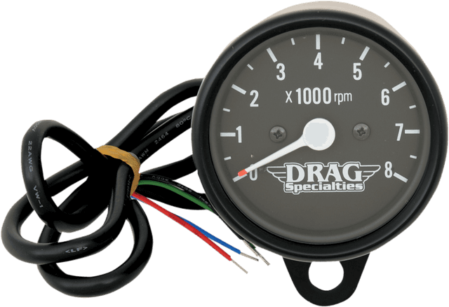 DRAG SPECIALTIES 2211-0119 2.4" Mini Electronic 8000 RPM Tachometer - Black Housing - Black Face