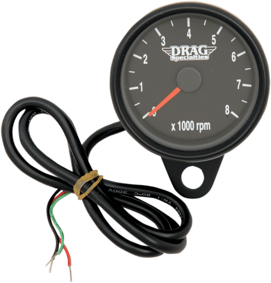 DRAG SPECIALTIES 2211-0125 Mini Electronic Tachometer - Black - Backlit LED Black Face - 2.4"