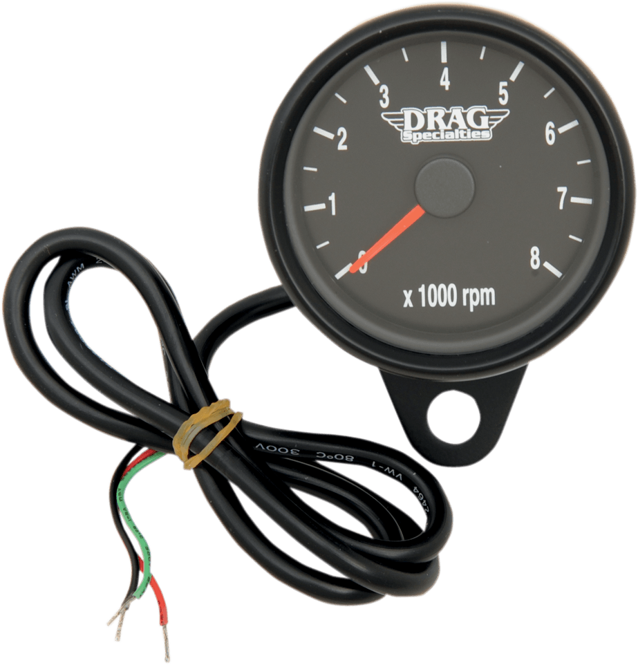DRAG SPECIALTIES 2211-0125 Mini Electronic Tachometer - Black - Backlit LED Black Face - 2.4"