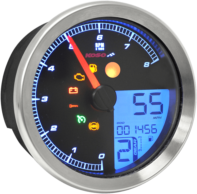 KOSO NORTH AMERICA 2211-0169 Multi-Function Speedometer/Tachometer - HD-04 - Chrome — image 1 of 8